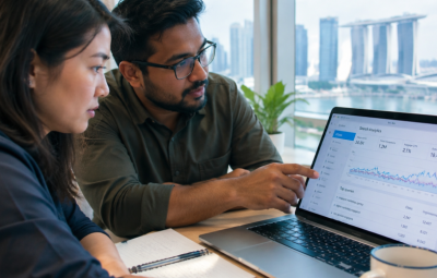 Singapore Marketing Team Reviewing Search Analytics Dashboard