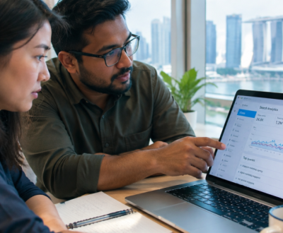 Singapore Marketing Team Reviewing Search Analytics Dashboard